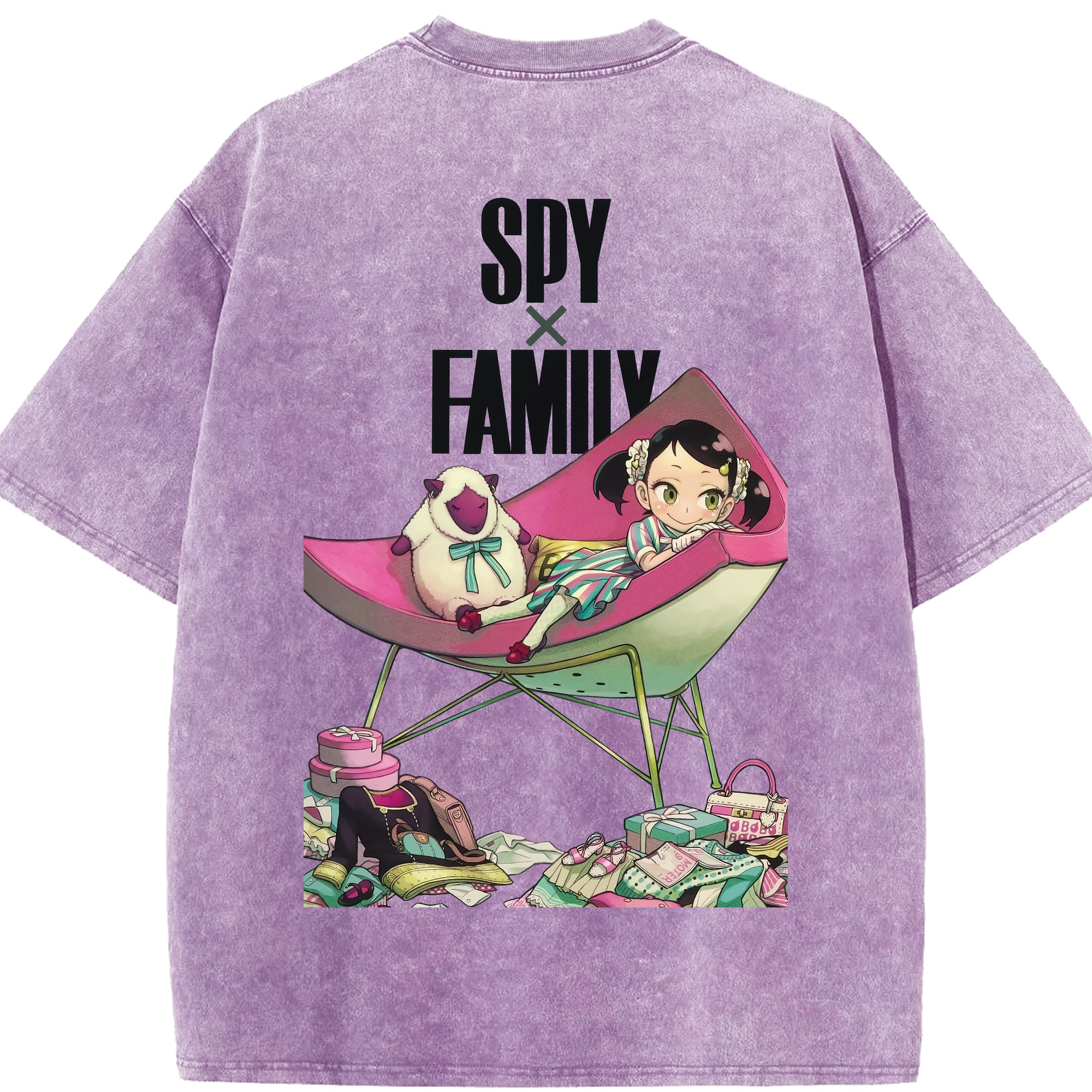 （画像用） SPY×FAMILY间谍家家酒 綿100% ヴィンテージ風 半袖Tシャツ（背面プリント）