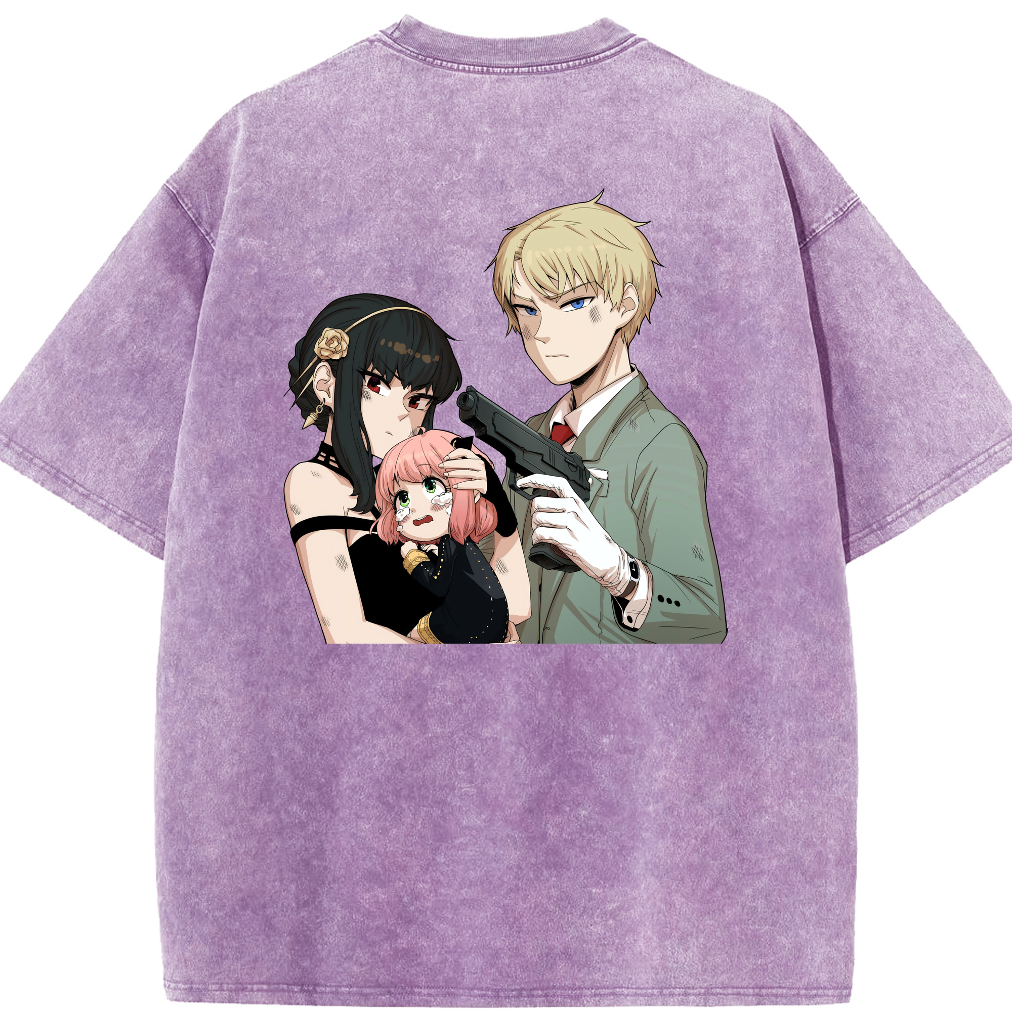 （画像用） SPY×FAMILY间谍家家酒 綿100% ヴィンテージ風 半袖Tシャツ（背面プリント）