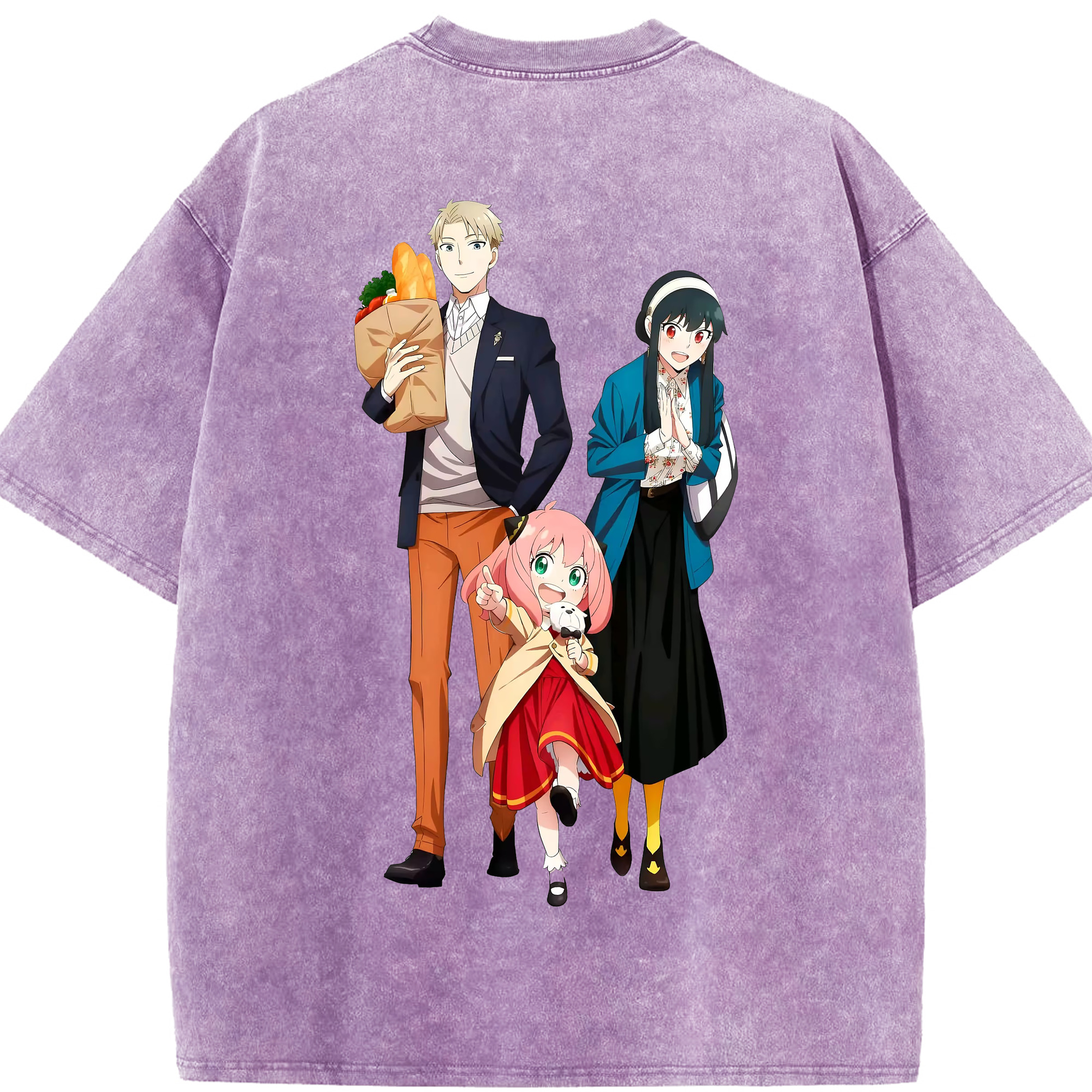 （画像用） SPY×FAMILY间谍家家酒 綿100% ヴィンテージ風 半袖Tシャツ（背面プリント）