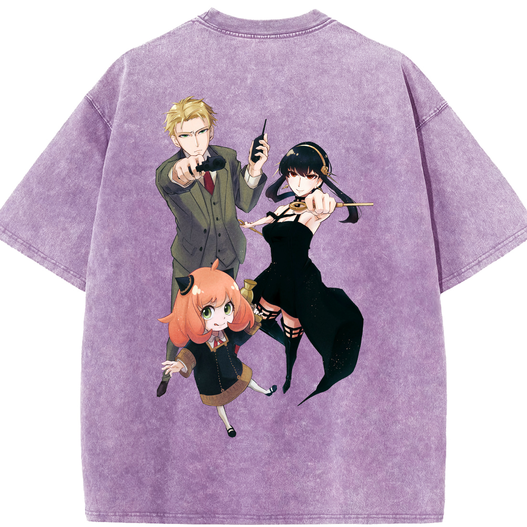 （画像用） SPY×FAMILY间谍家家酒 綿100% ヴィンテージ風 半袖Tシャツ（背面プリント）