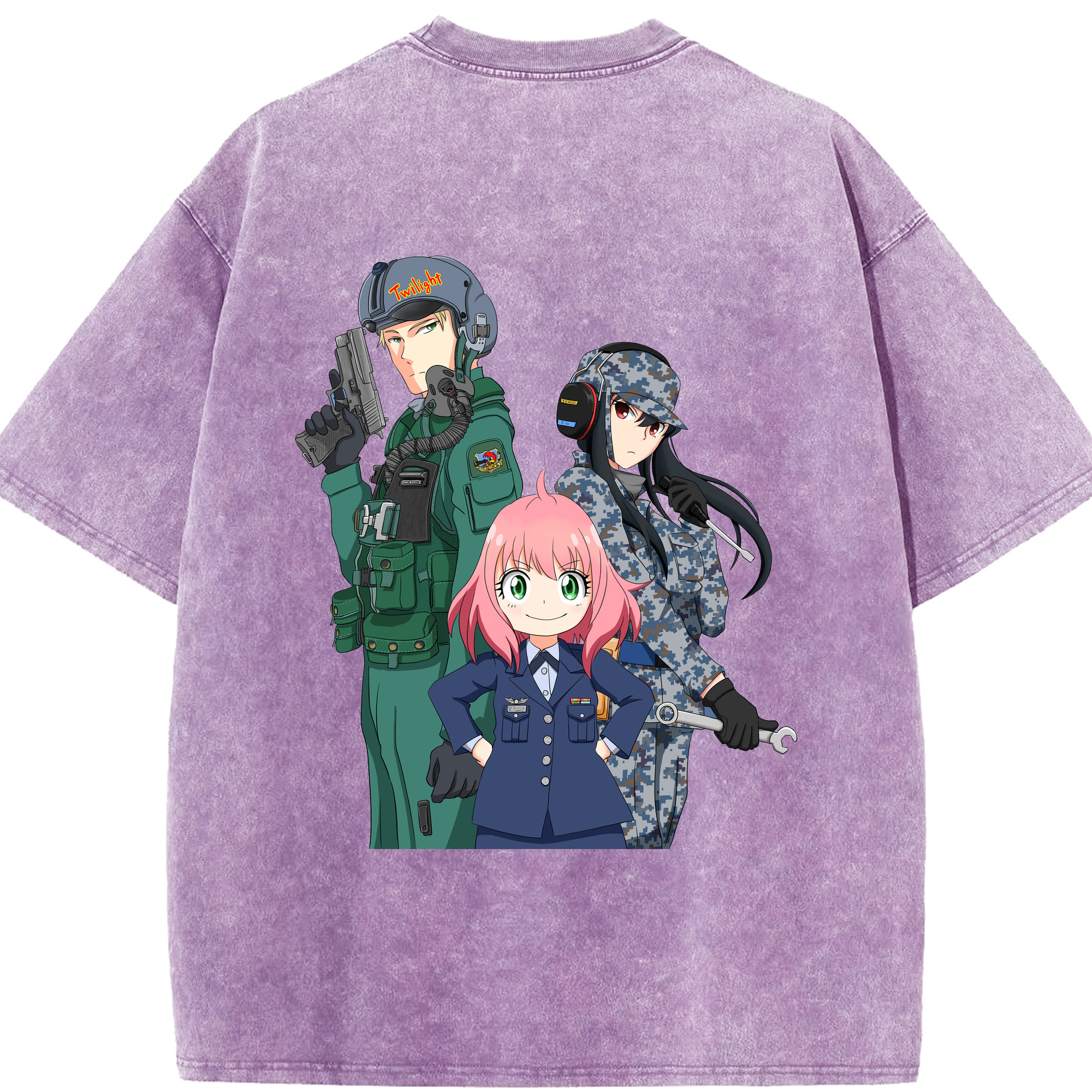 （画像用） SPY×FAMILY间谍家家酒 綿100% ヴィンテージ風 半袖Tシャツ（背面プリント）