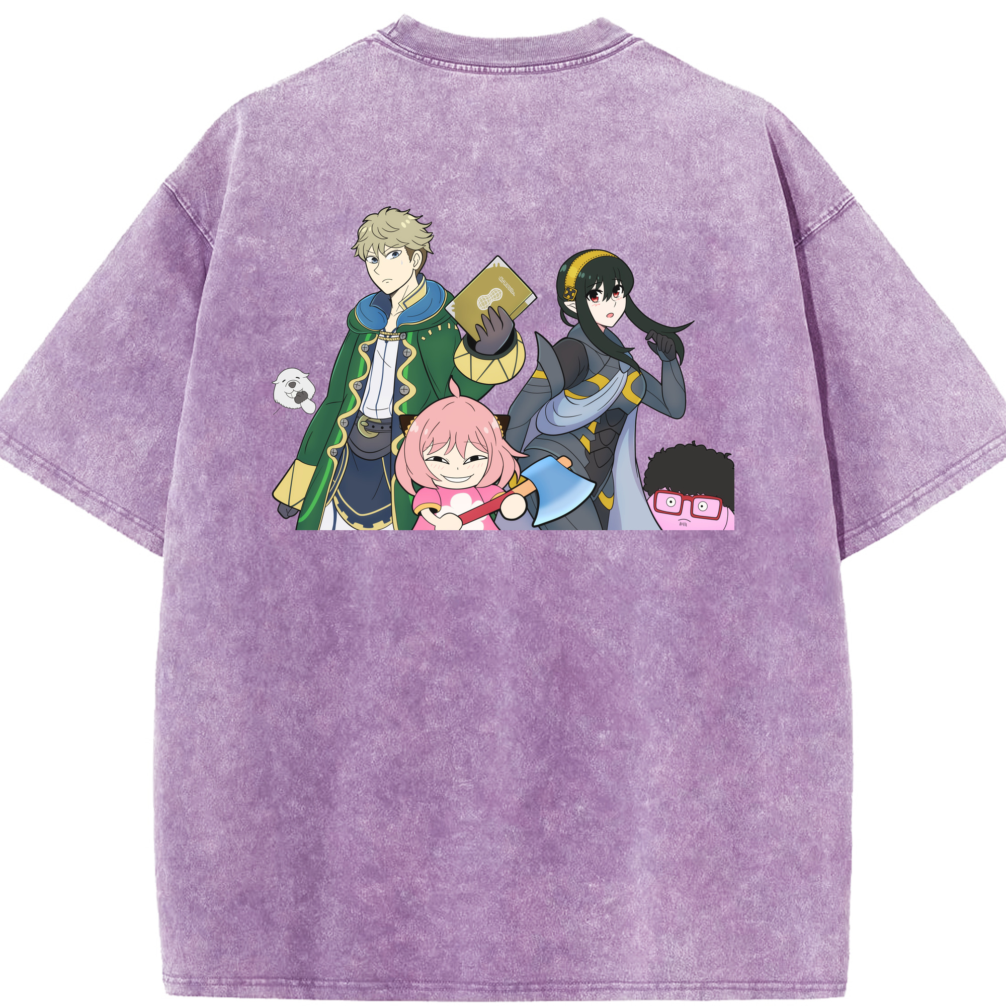 （画像用） SPY×FAMILY间谍家家酒 綿100% ヴィンテージ風 半袖Tシャツ（背面プリント）