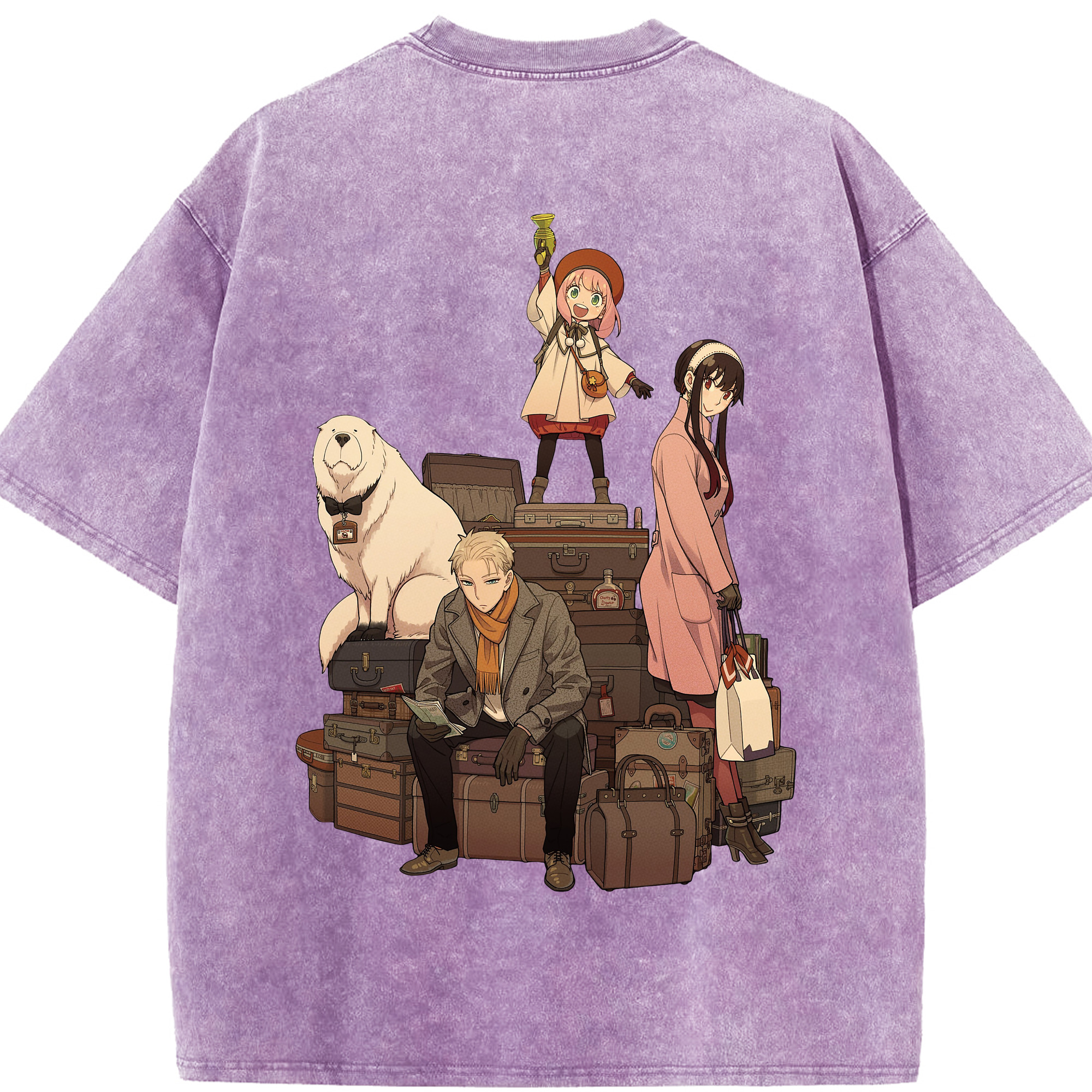 （画像用） SPY×FAMILY间谍家家酒 綿100% ヴィンテージ風 半袖Tシャツ（背面プリント）