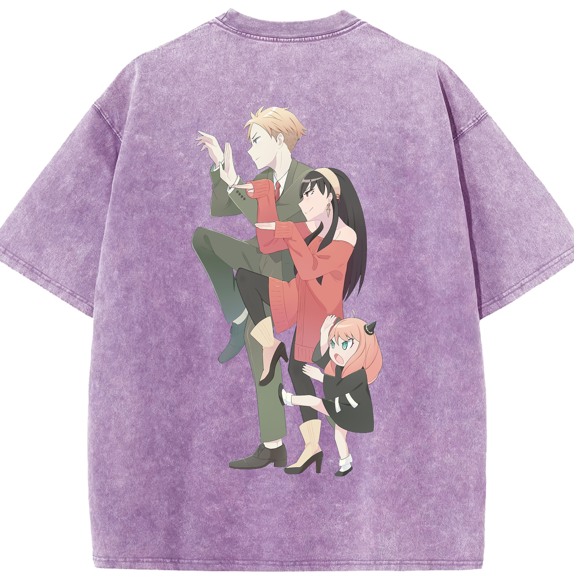 （画像用） SPY×FAMILY间谍家家酒 綿100% ヴィンテージ風 半袖Tシャツ（背面プリント）