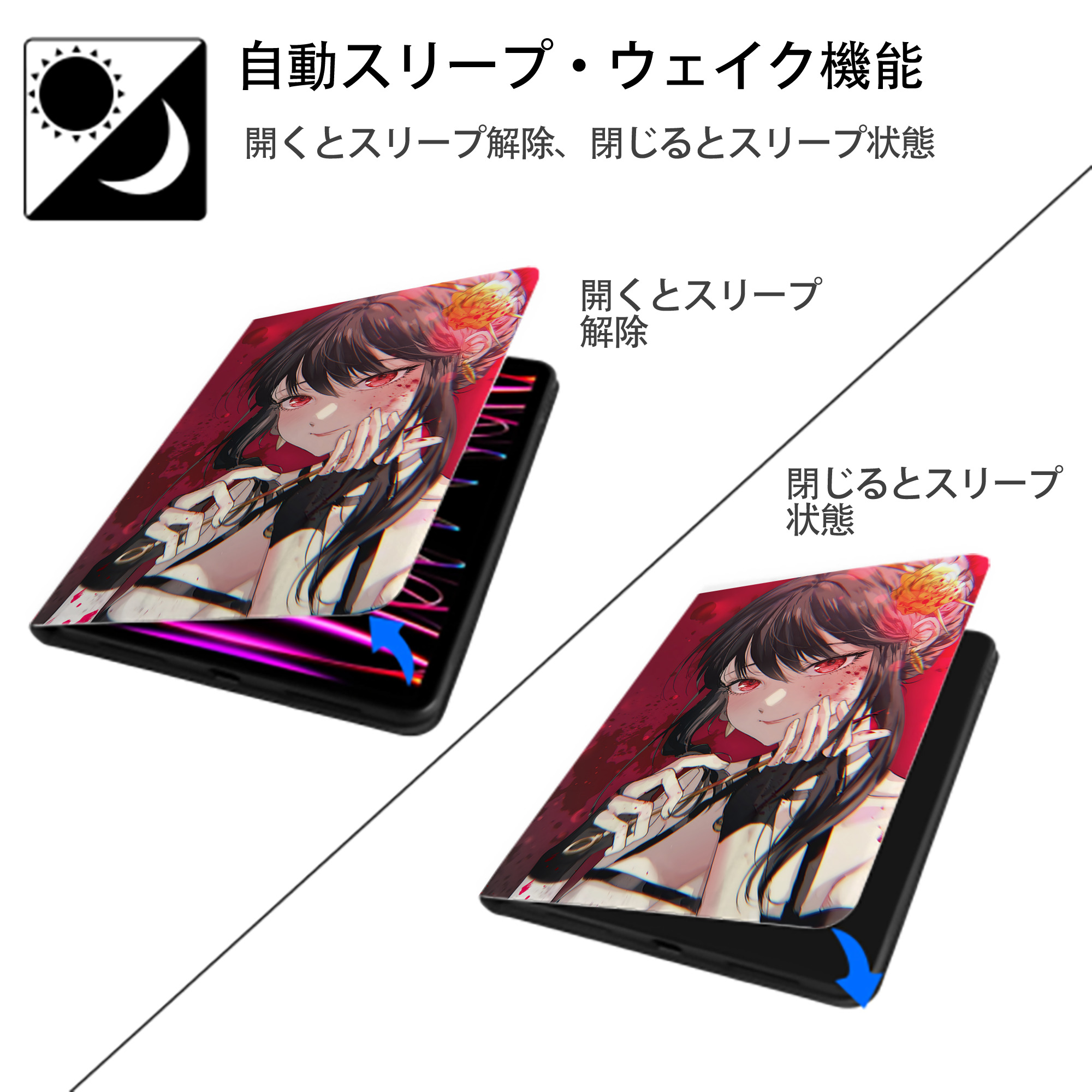 SPY×FAMILY间谍家家酒 IPad ケース ペン収納付き 三つ折りスタンド PUレザー×シリコン 対応機種9.5/10.5/10.9インチ