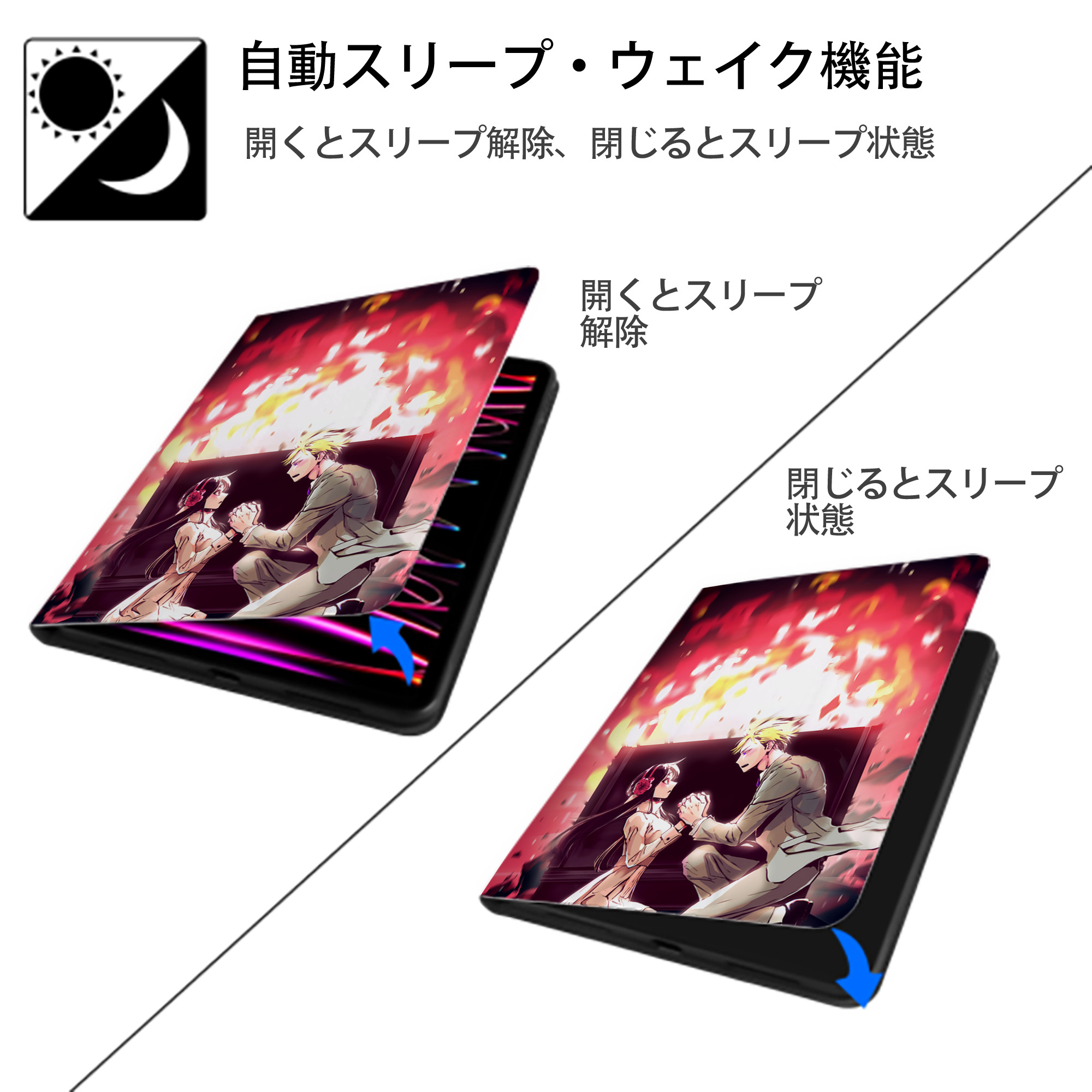 SPY×FAMILY间谍家家酒 IPad ケース ペン収納付き 三つ折りスタンド PUレザー×シリコン 対応機種9.5/10.5/10.9インチ
