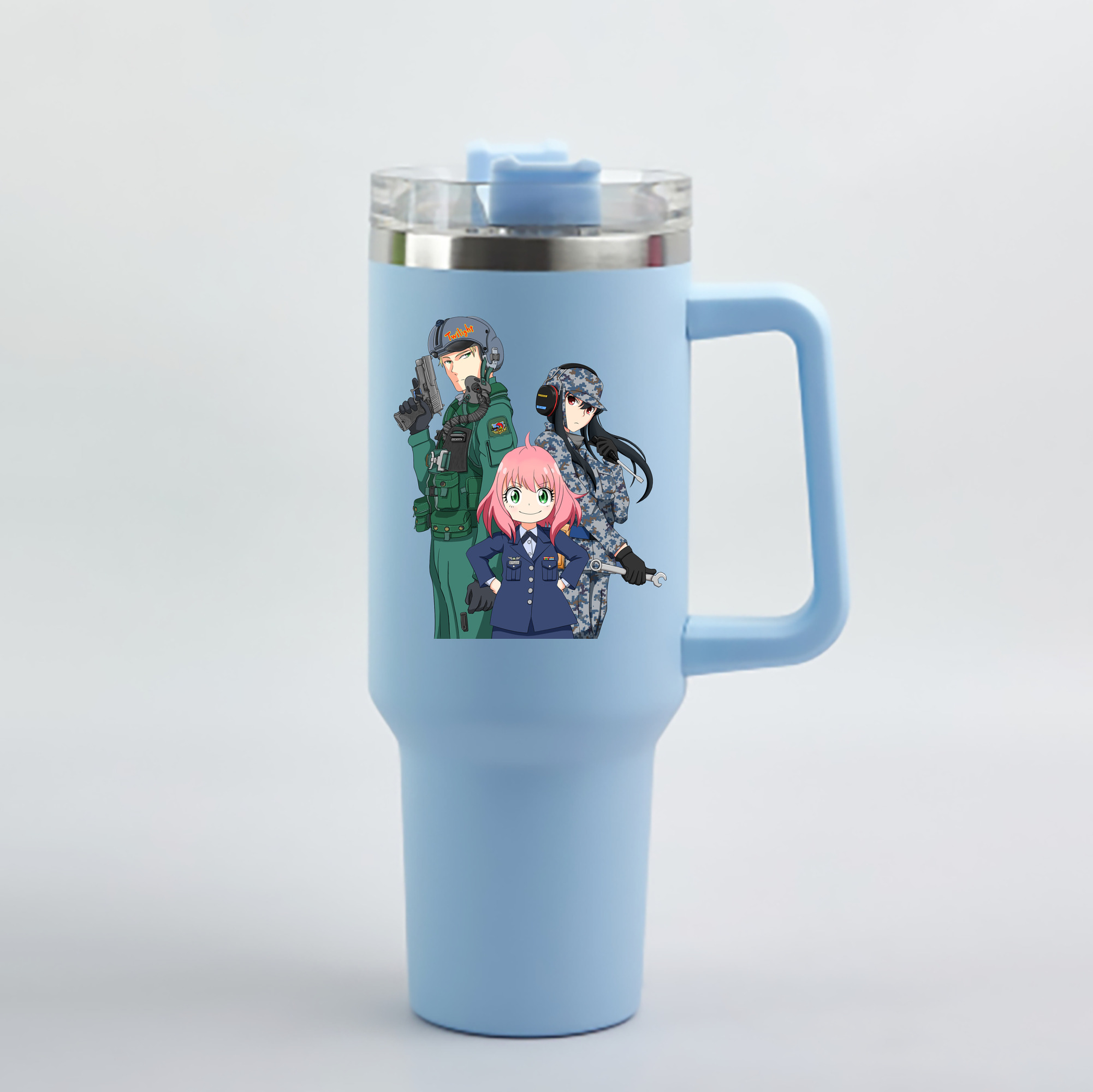 （画像用） SPY×FAMILY间谍家家酒 1200mL車用タンブラー - クリスタルステッカー（プラスチックストロー付き）