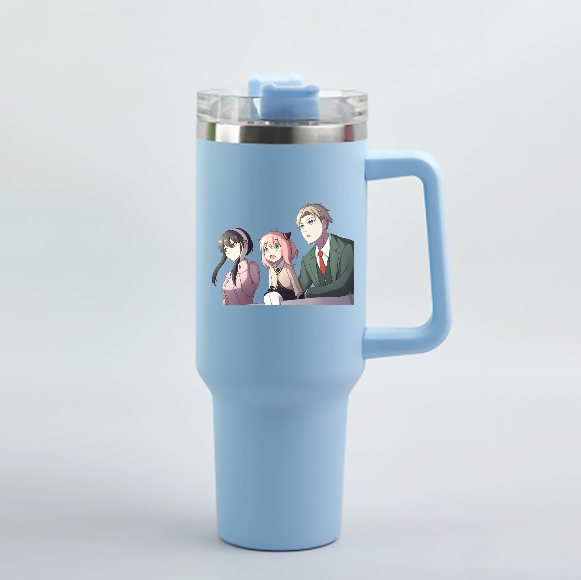 （画像用） SPY×FAMILY间谍家家酒 1200mL車用タンブラー - クリスタルステッカー（プラスチックストロー付き）