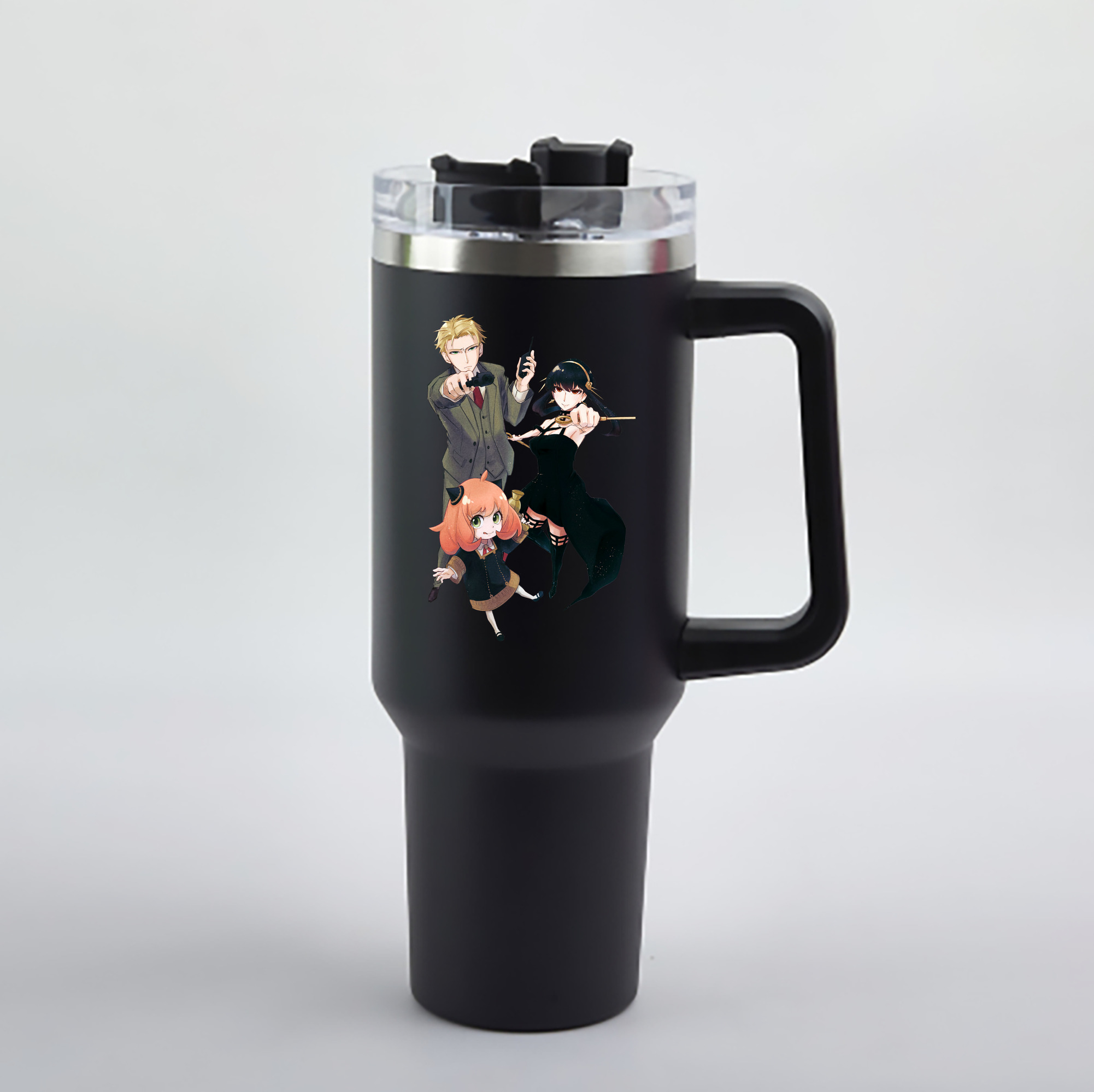 （画像用） SPY×FAMILY间谍家家酒 1200mL車用タンブラー - クリスタルステッカー（プラスチックストロー付き）
