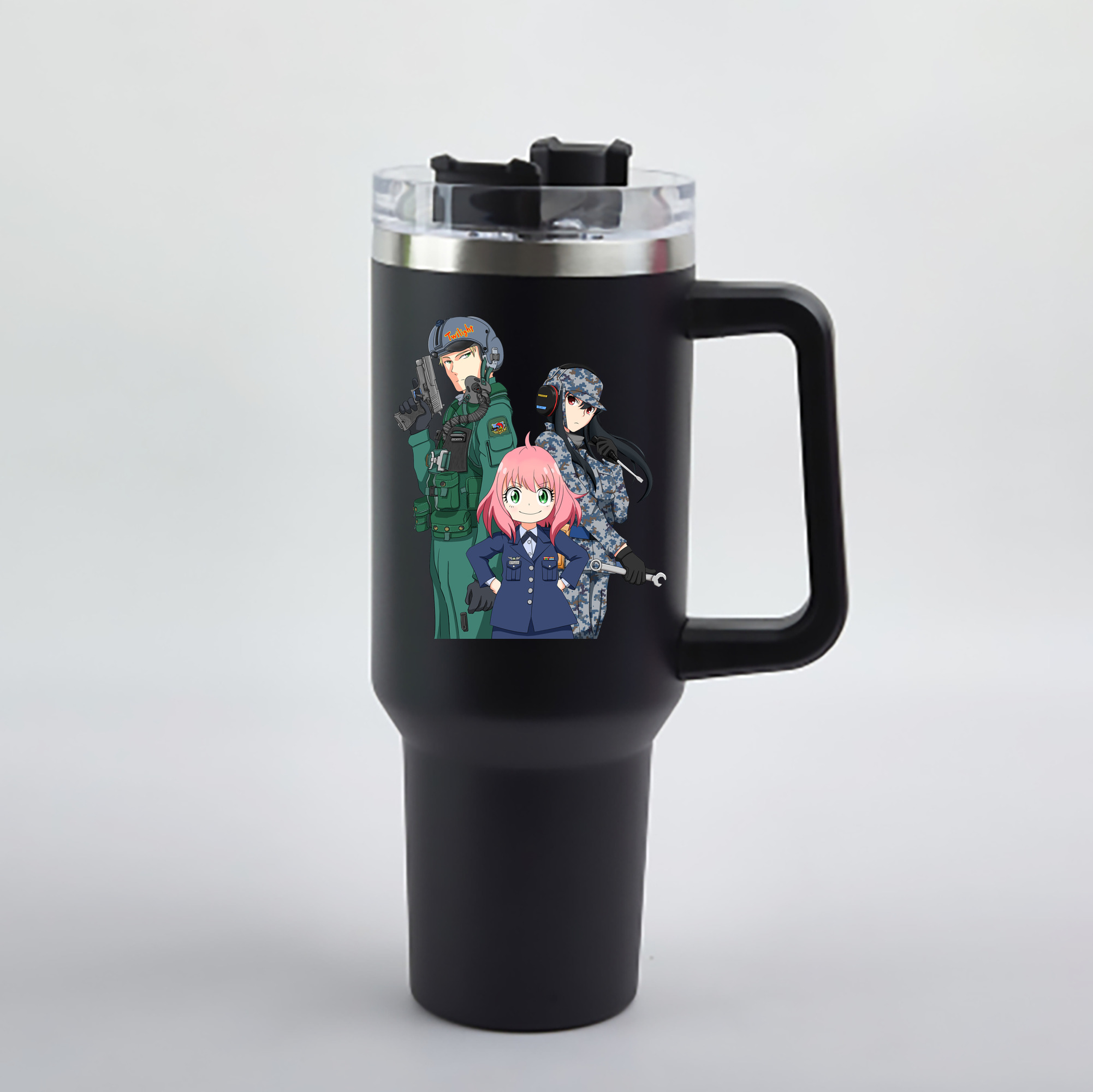 （画像用） SPY×FAMILY间谍家家酒 1200mL車用タンブラー - クリスタルステッカー（プラスチックストロー付き）